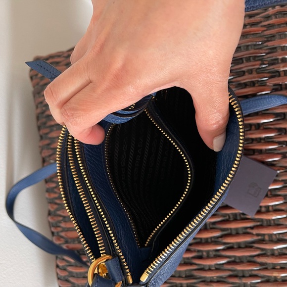 Prada Vitello Phenix Double Zip Crossbody Bag Baltico - Picture 9 of 11